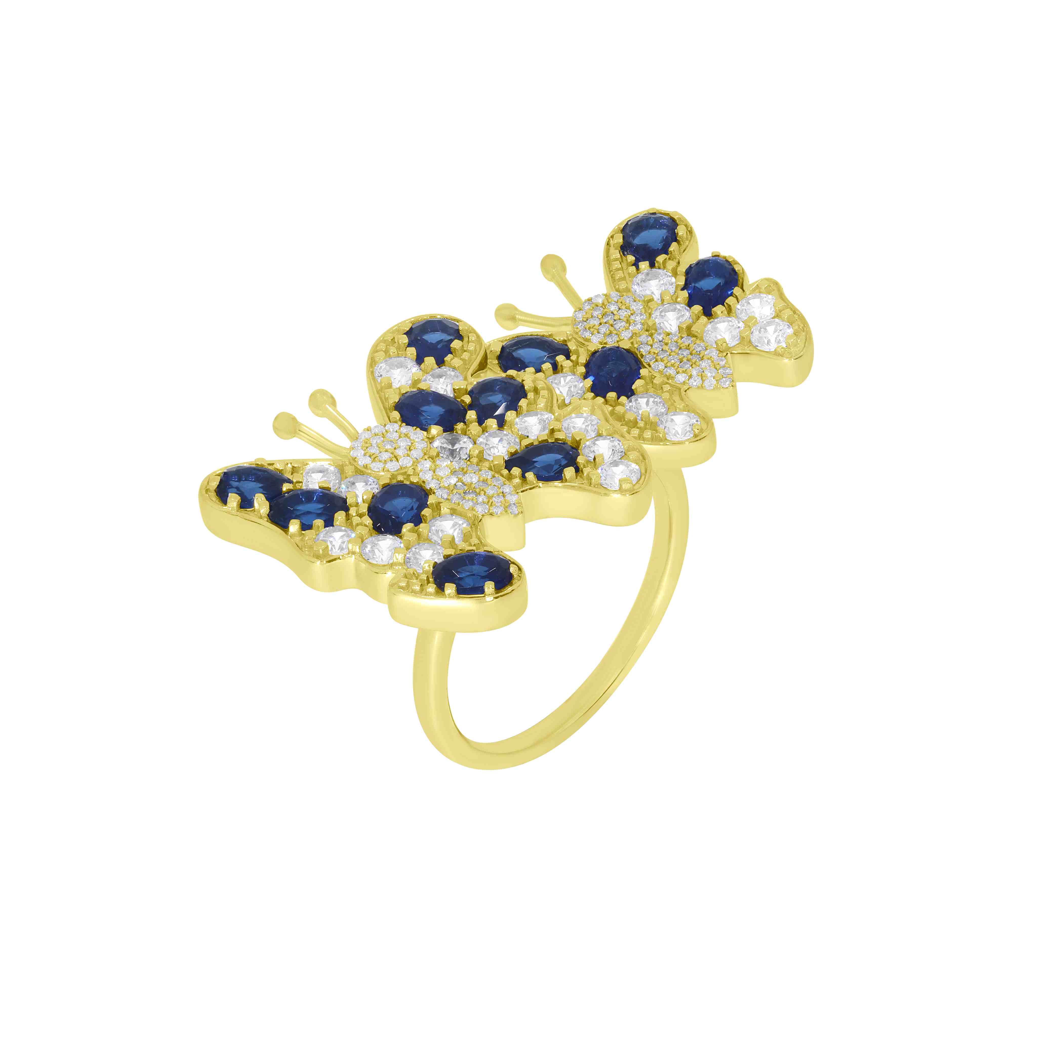 Oval & Pear Shape Blue Sapphire Butterfly Ring LR11429A